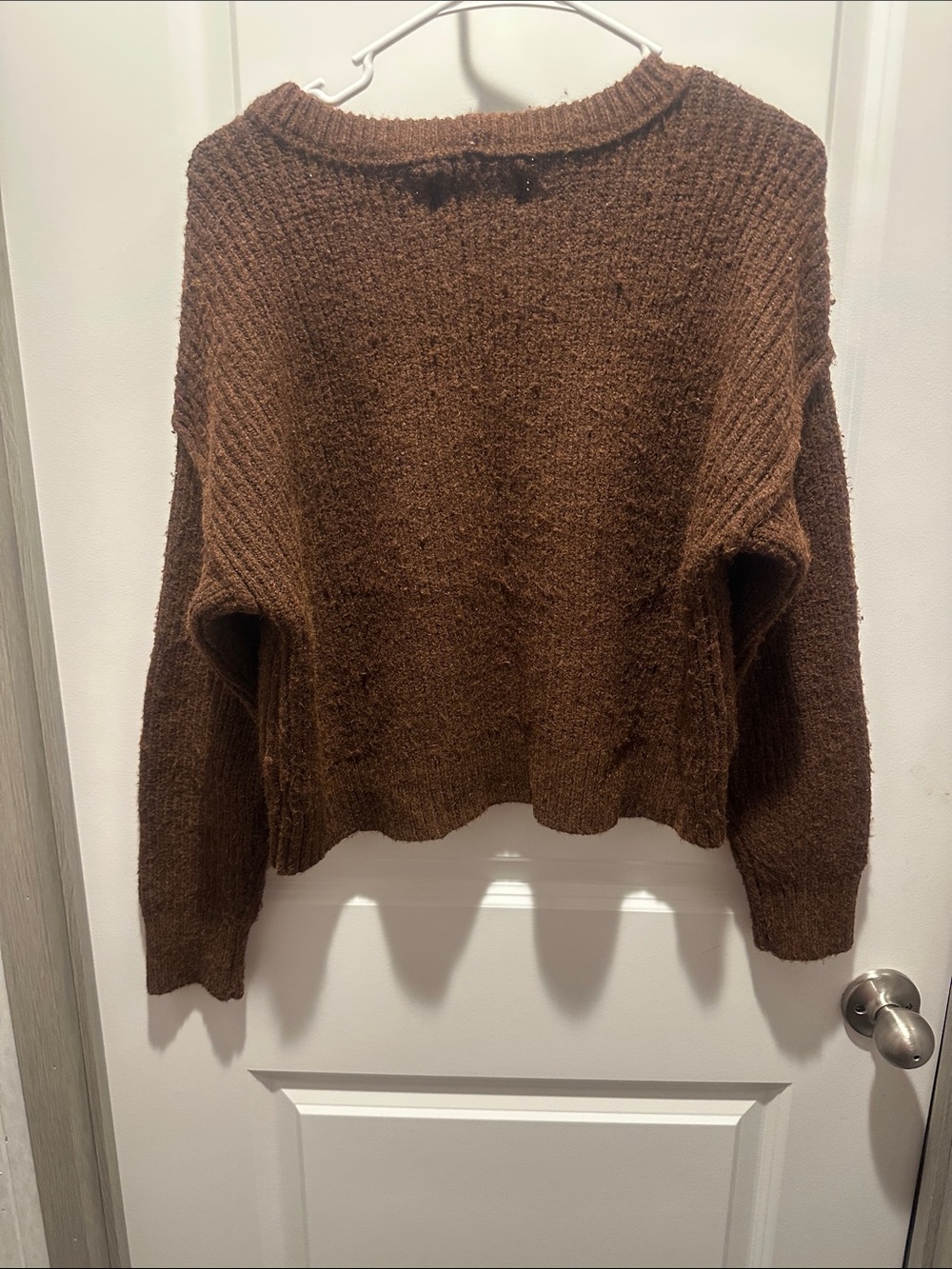 American Eagle Outfitters Chunky Brown Crewneck Sweater - Picture 7 of 9